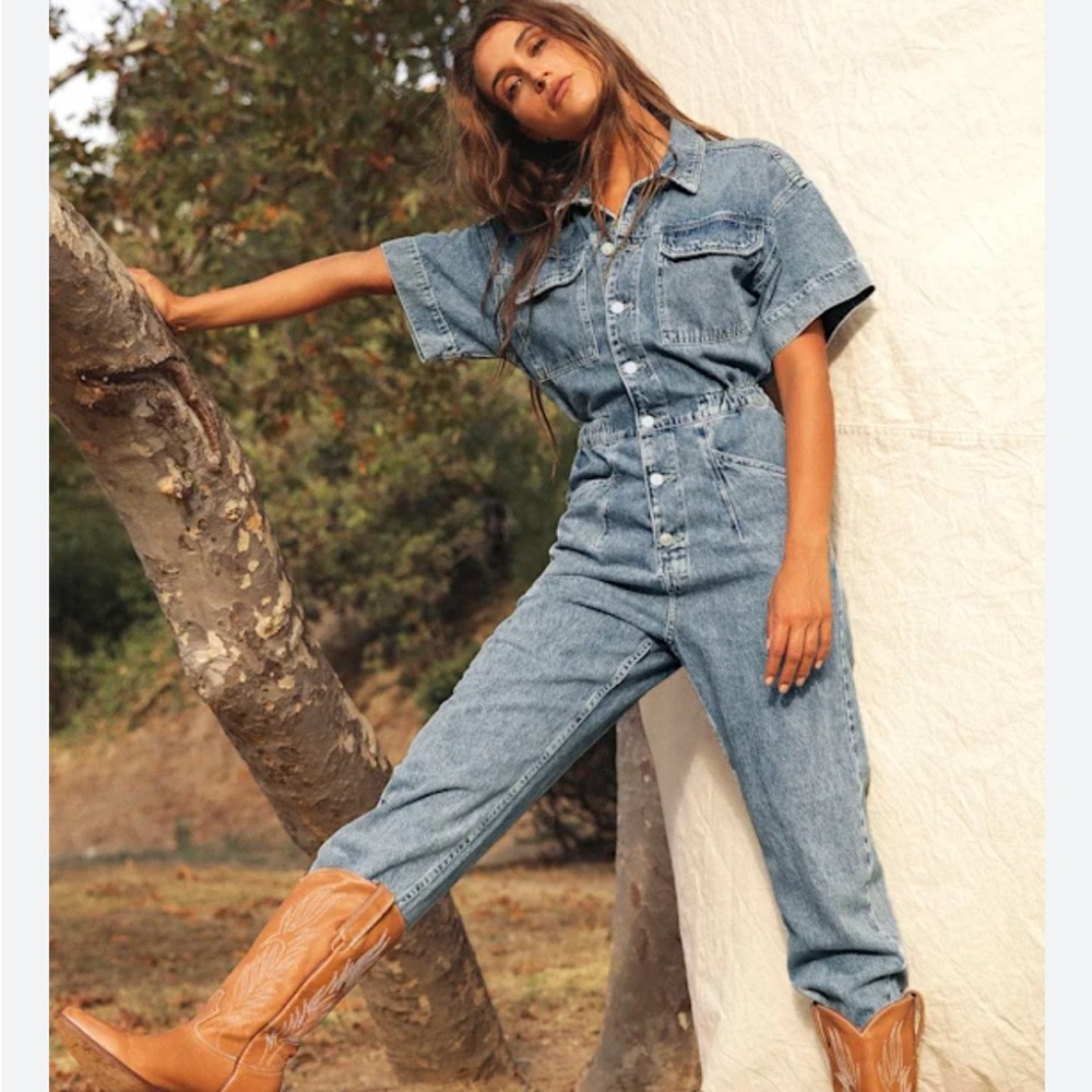Free People Marci Denim Jumpsuit